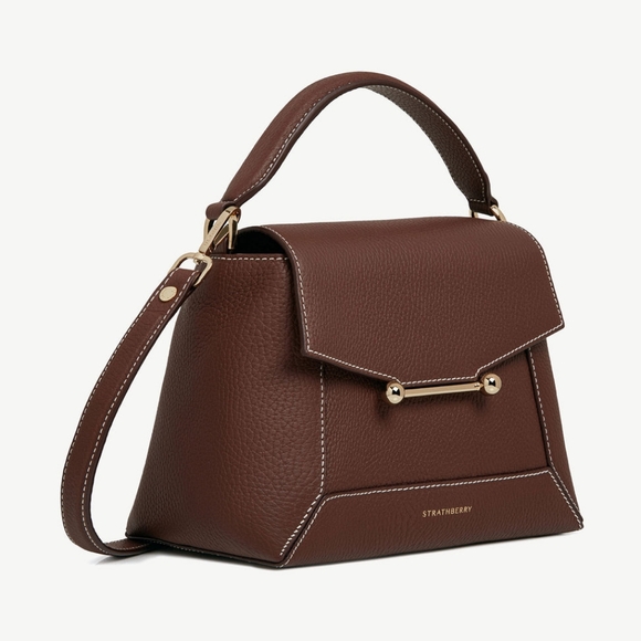 STRATHBERRY MOSAIC BAG IN CHOCOLATE WITH VANILLA STITCH - Picture 4 of 14